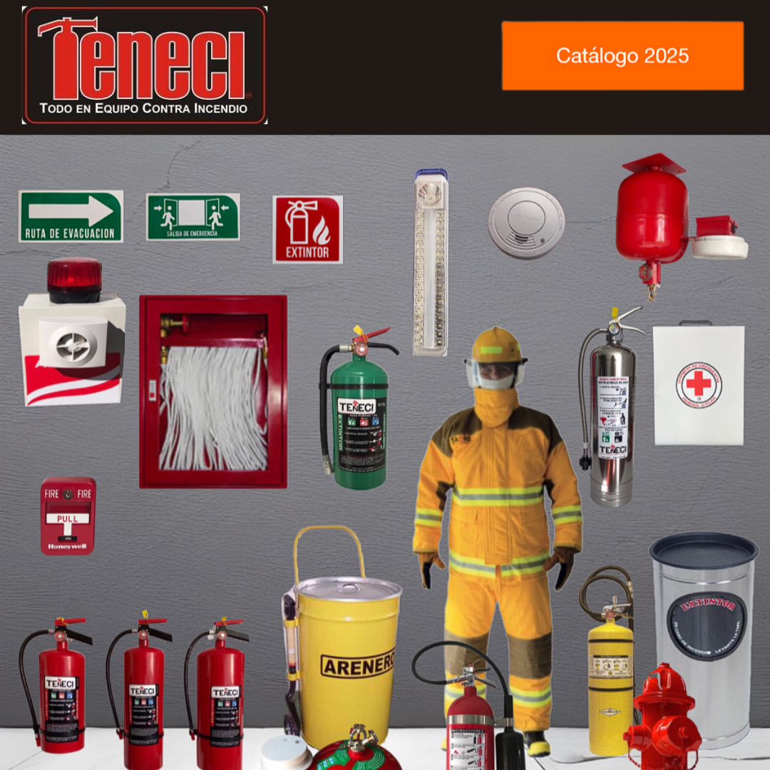 Portada del catálogo de extintores y equipo contra incendios Teneci